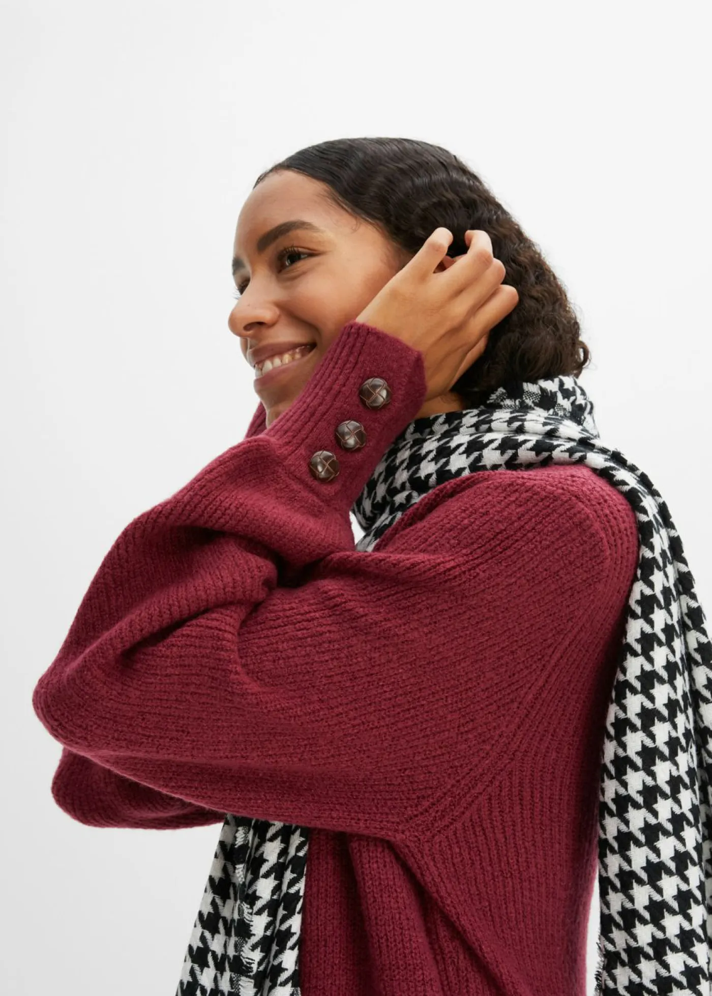 bonprix bonprix Jerséis|Ropa De Punto>Jersey largo con botones Rojo azalea