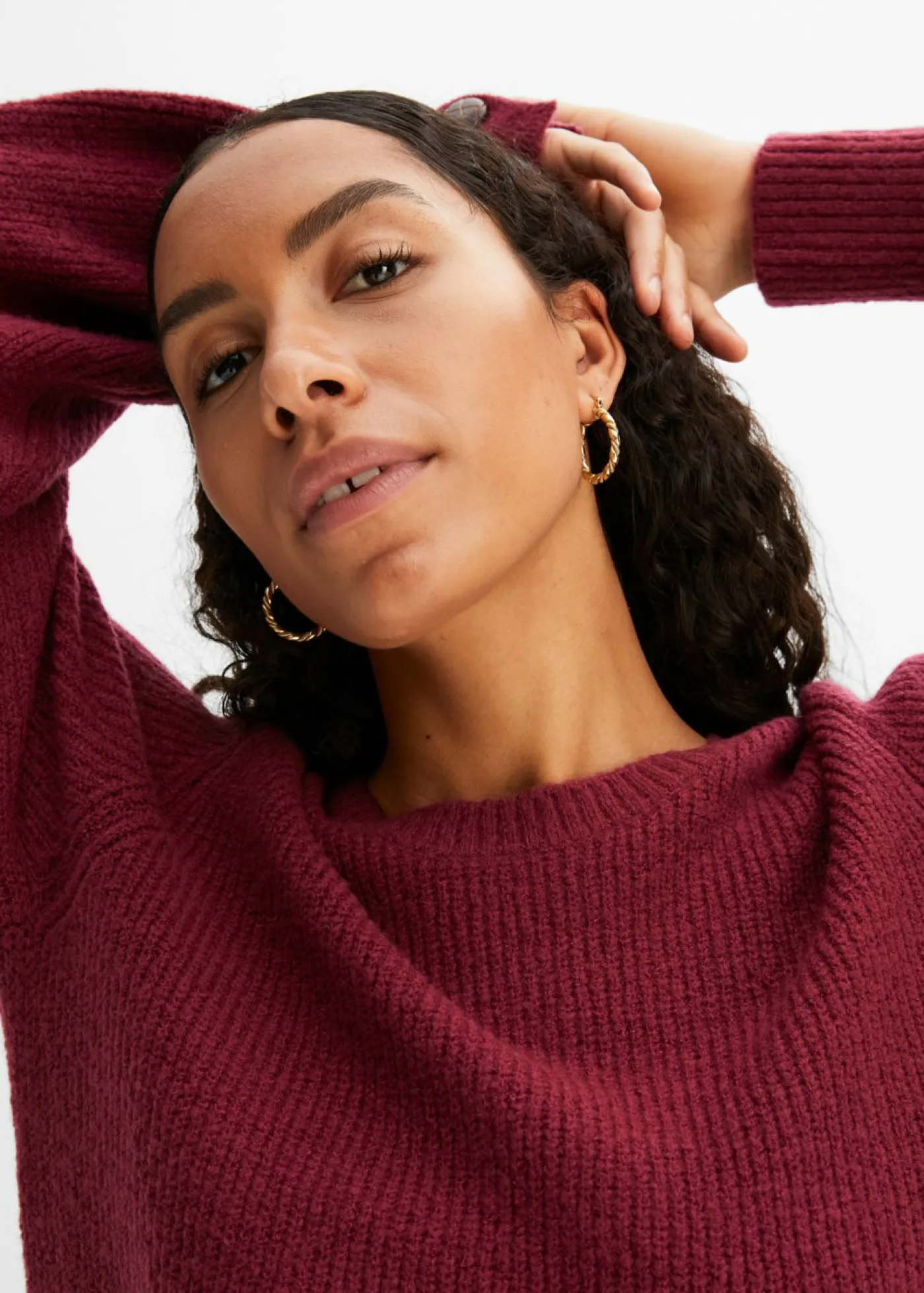 bonprix bonprix Jerséis|Ropa De Punto>Jersey largo con botones Rojo azalea