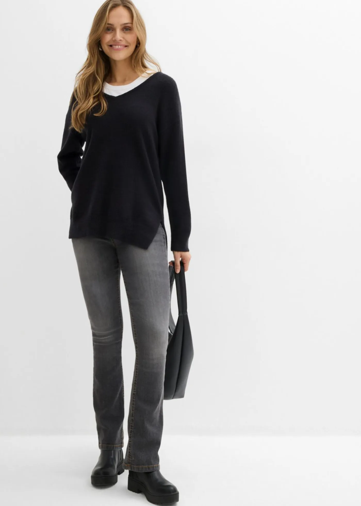 Mujer bonprix bonprix Jersey largo con corte holgado y aberturas laterales