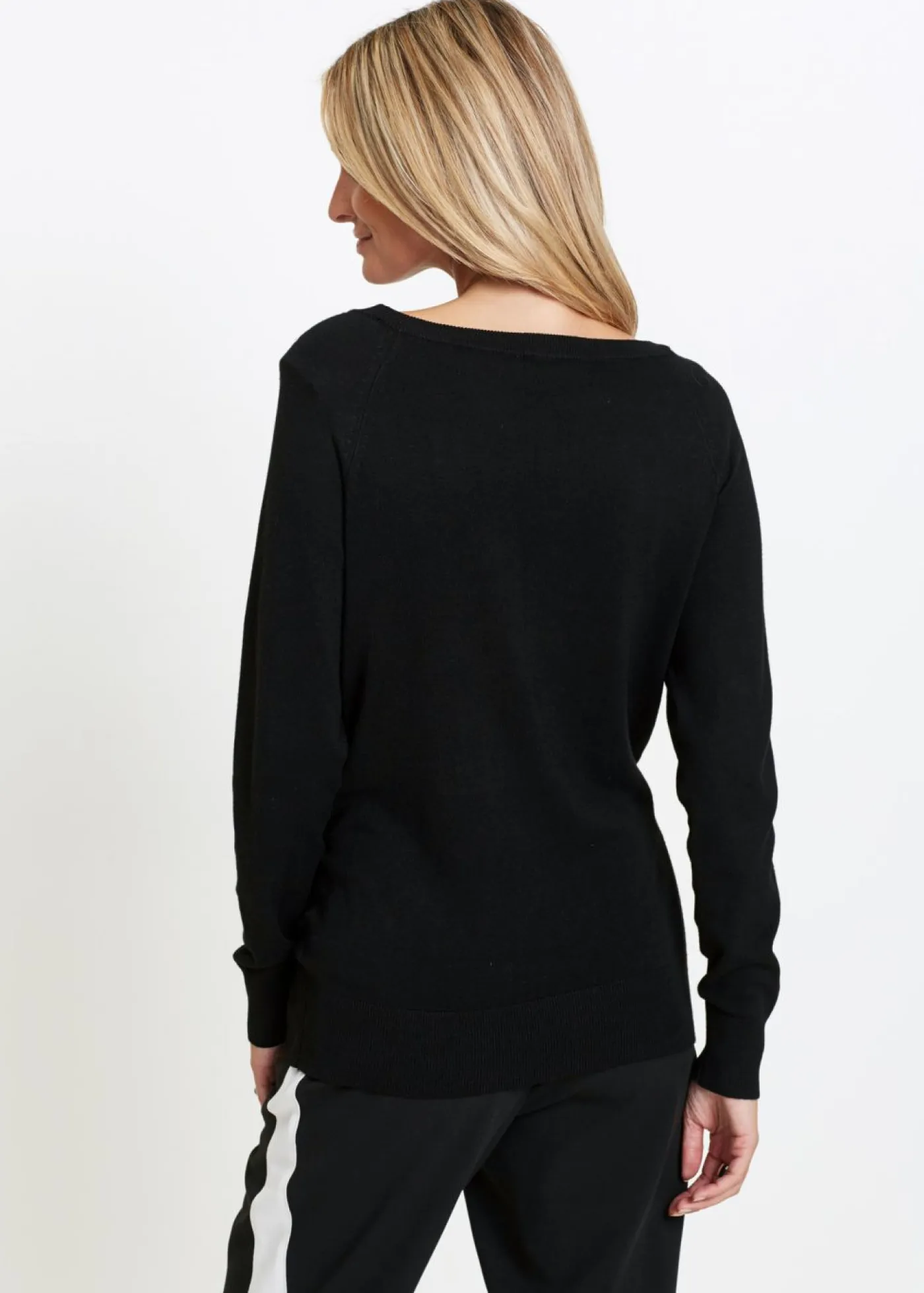 bonprix bonprix Jerséis|Ropa De Punto>Jersey largo con piedras brillantes Negro-plateado