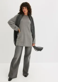 Mujer bonprix bonprix Jersey largo de punto fino con aberturas laterales en mezcla de viscosa