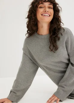 Mujer bonprix bonprix Jersey largo de punto fino con aberturas laterales en mezcla de viscosa