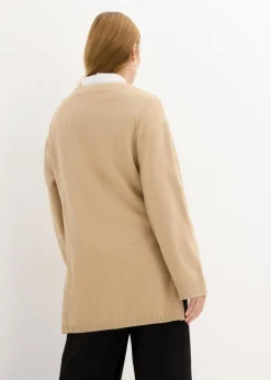 Mujer bonprix bonprix Jersey largo de punto fino con aberturas laterales en mezcla de viscosa