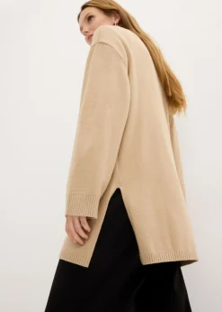 Mujer bonprix bonprix Jersey largo de punto fino con aberturas laterales en mezcla de viscosa