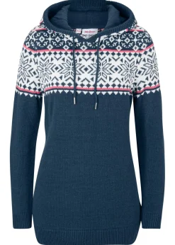 bonprix bonprix Jerséis|Ropa De Punto>Jersey nórdico con capucha Azul marino