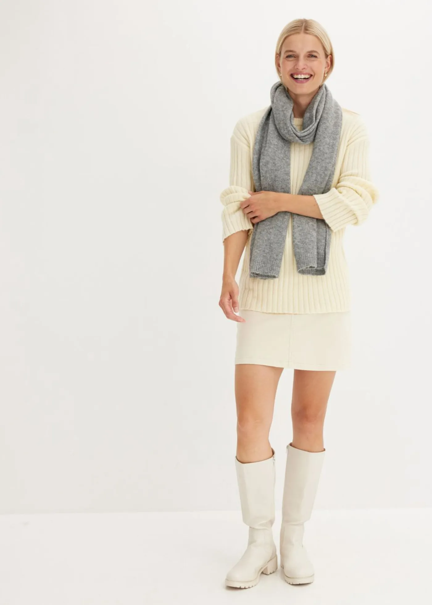 bonprix bonprix Jerséis|Ropa De Punto>Jersey oversize Blanco-crema