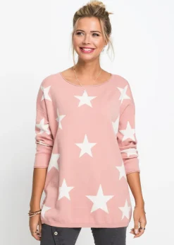 bonprix bonprix Jerséis|Ropa De Punto>Jersey oversize rosa vintage-blanco