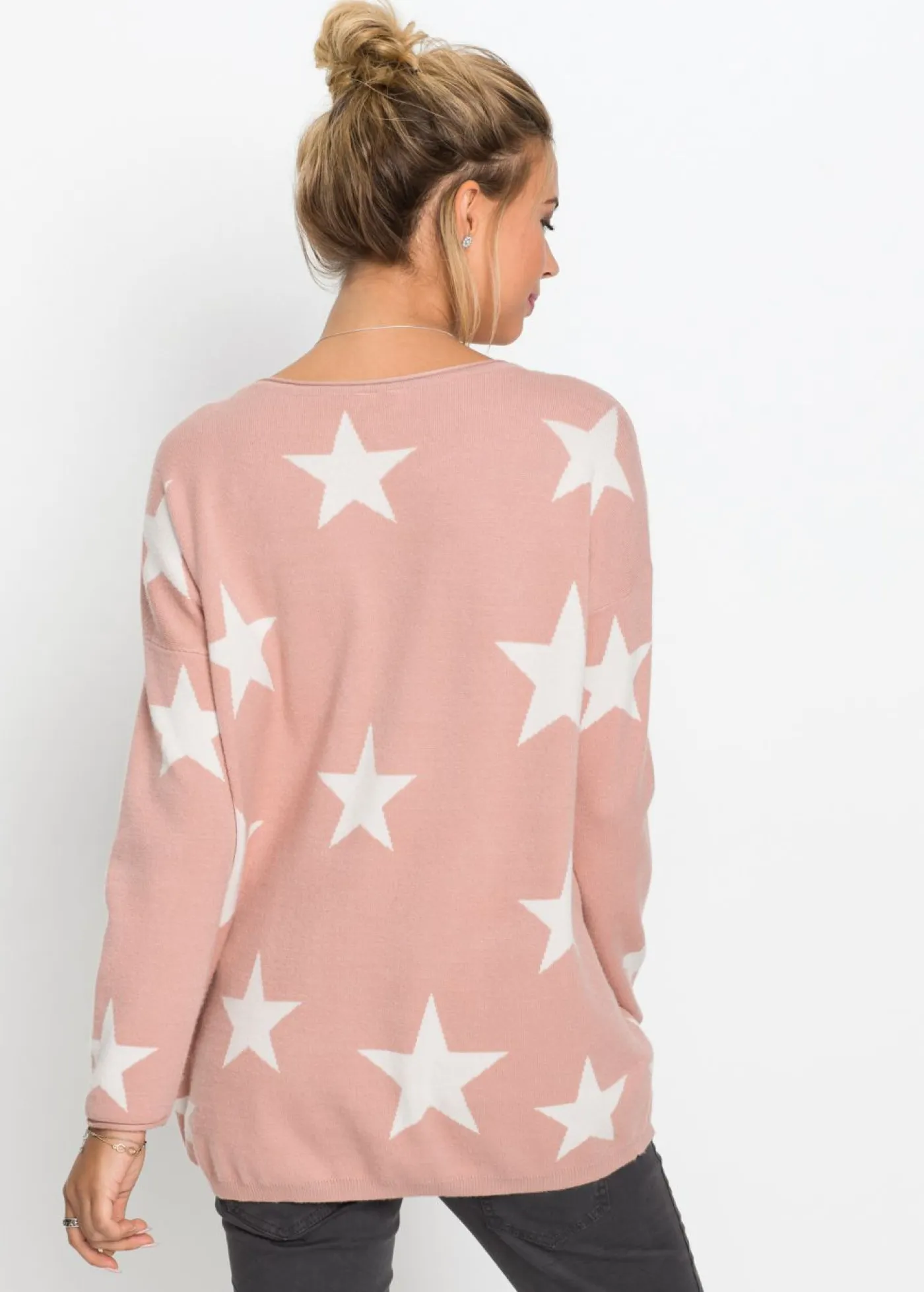bonprix bonprix Jerséis|Ropa De Punto>Jersey oversize rosa vintage-blanco