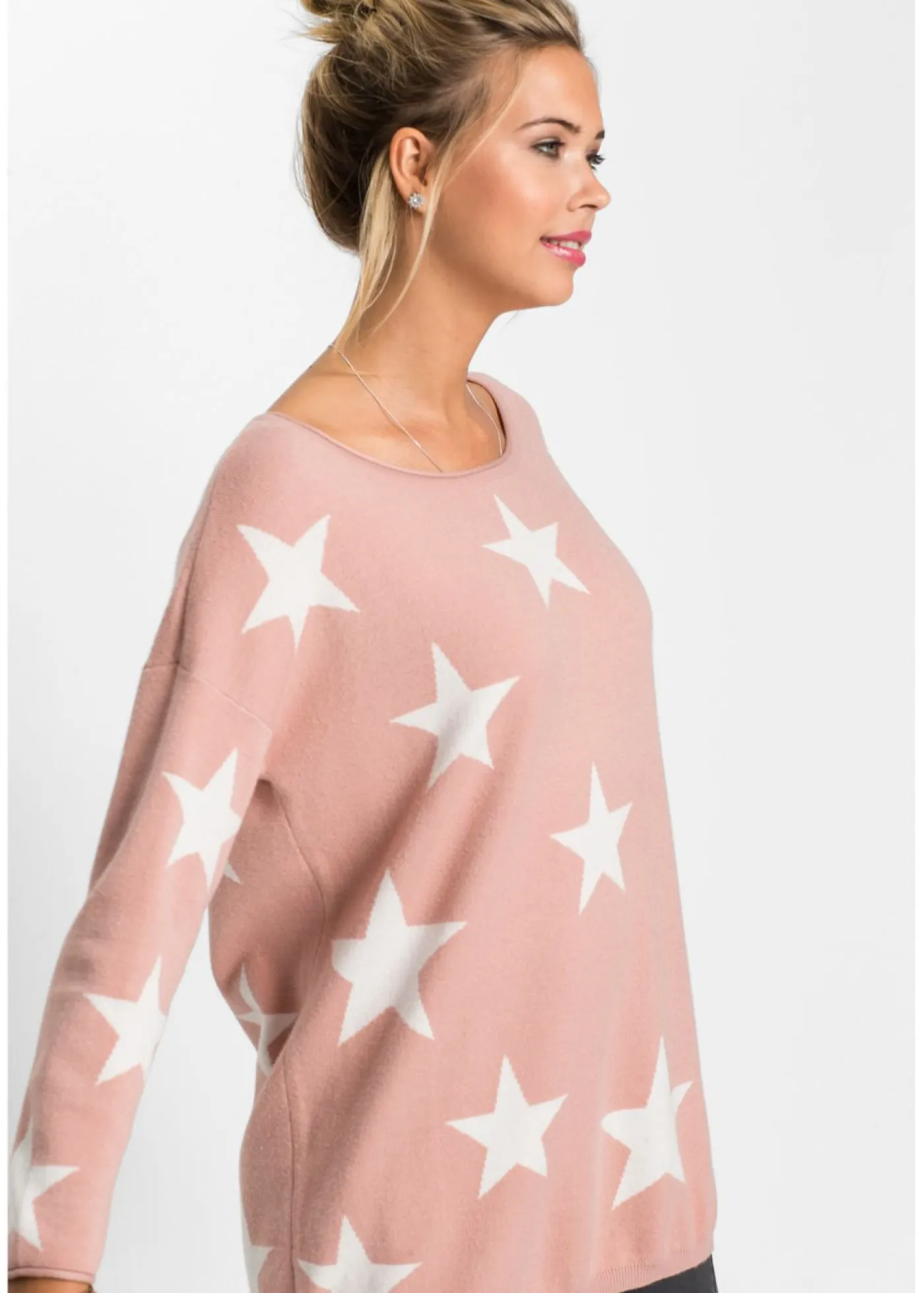 bonprix bonprix Jerséis|Ropa De Punto>Jersey oversize rosa vintage-blanco