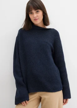 bonprix bonprix Jerséis|Ropa De Punto>Jersey oversize de canalé Azul marino