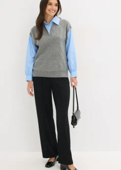 Mujer bonprix bonprix Jersey sin mangas con inserto de blusa y contenido de algodón