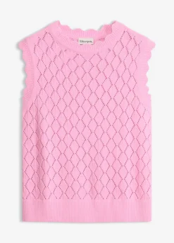 Mujer bonprix bonprix Jersey sin mangas de ajour de mezcla de algodón