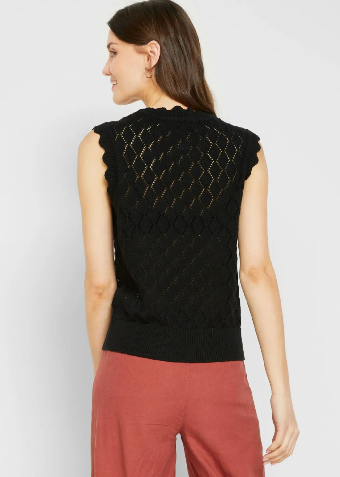 Mujer bonprix bonprix Jersey sin mangas de ajour de mezcla de algodón