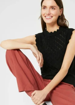 Mujer bonprix bonprix Jersey sin mangas de ajour de mezcla de algodón