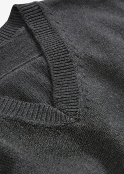 bonprix bonprix Esenciales|Jerséis>Jersey sin mangas de algodón puro Antracita jaspeado