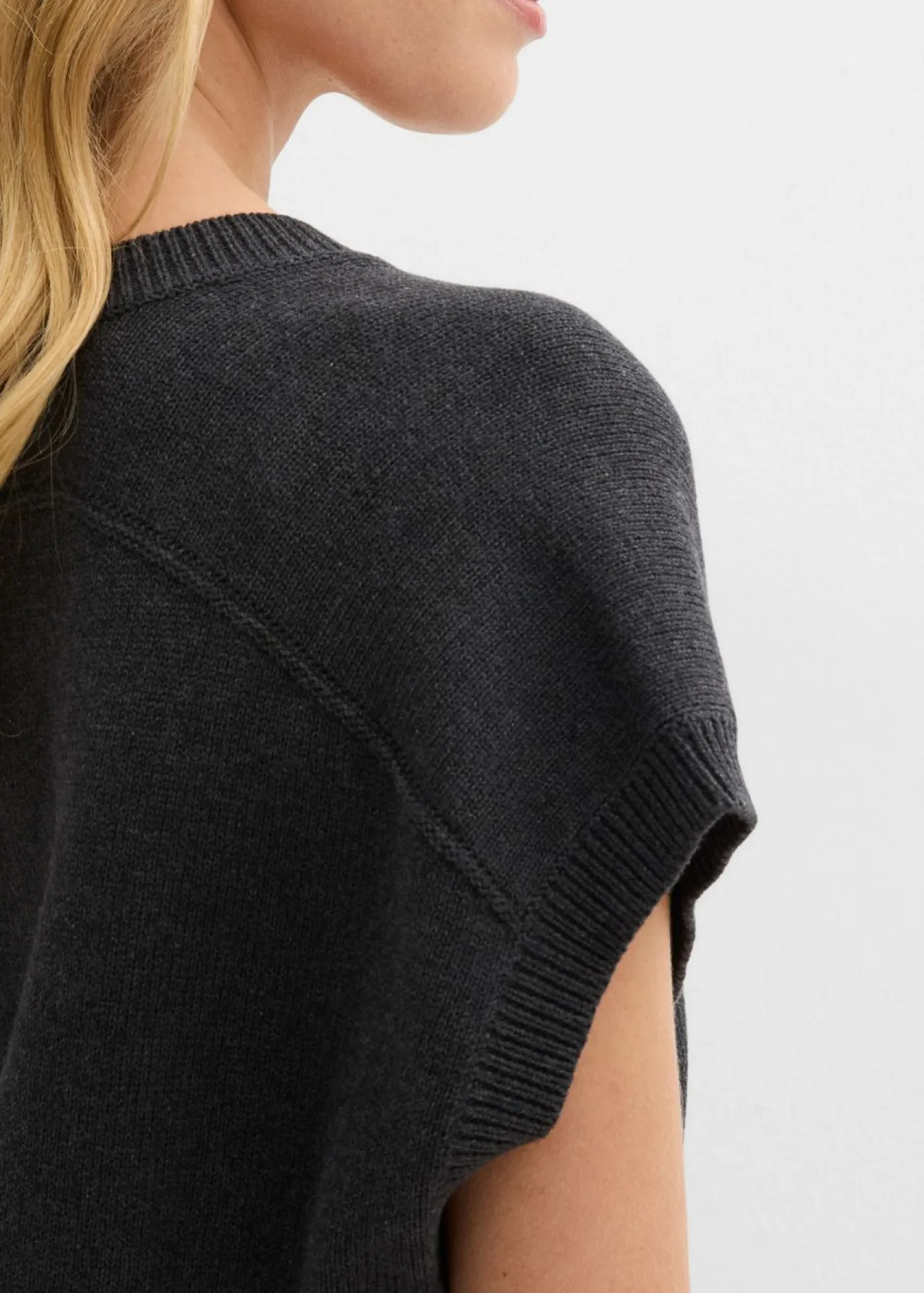 bonprix bonprix Esenciales|Jerséis>Jersey sin mangas de algodón puro Antracita jaspeado