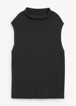 bonprix bonprix Esenciales|Jerséis>Jersey sin mangas de algodón puro Antracita jaspeado