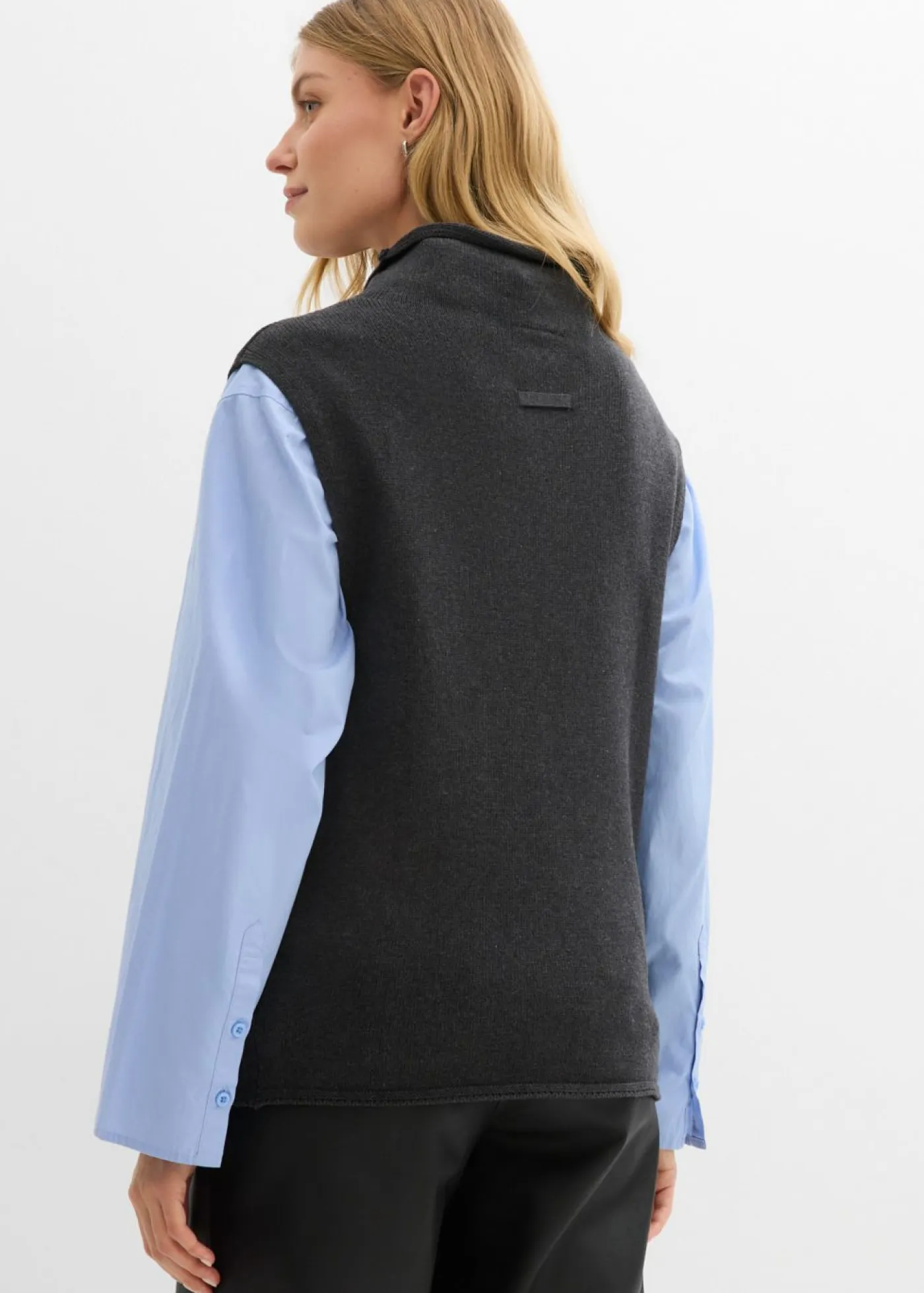 bonprix bonprix Esenciales|Jerséis>Jersey sin mangas de algodón puro Antracita jaspeado