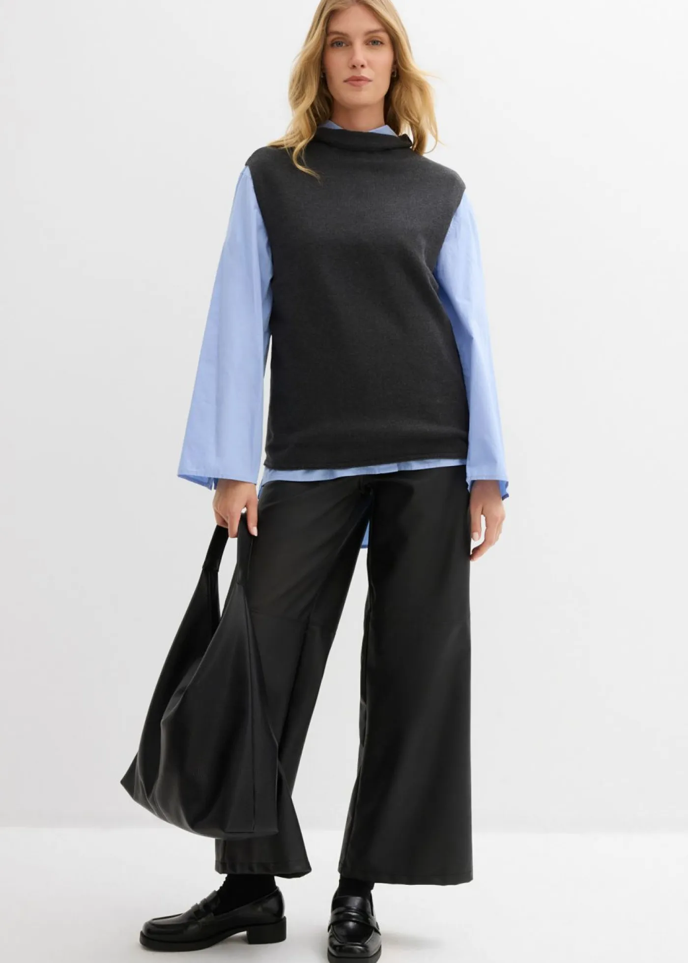 bonprix bonprix Esenciales|Jerséis>Jersey sin mangas de algodón puro Antracita jaspeado