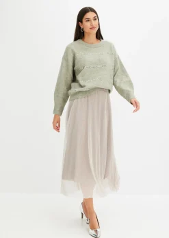 Mujer bonprix bonprix Jersey tipo boxy con lentejuelas