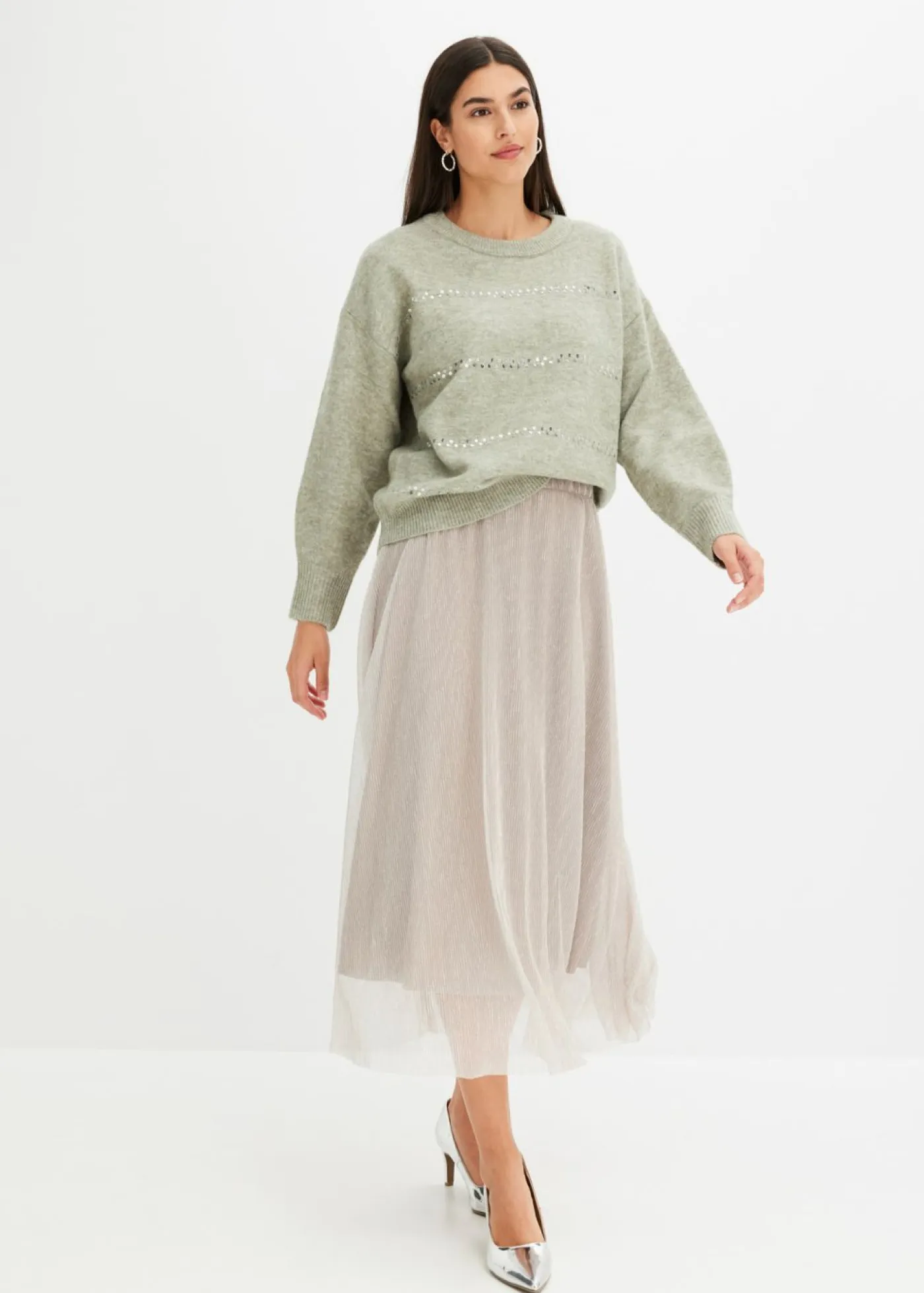 Mujer bonprix bonprix Jersey tipo boxy con lentejuelas