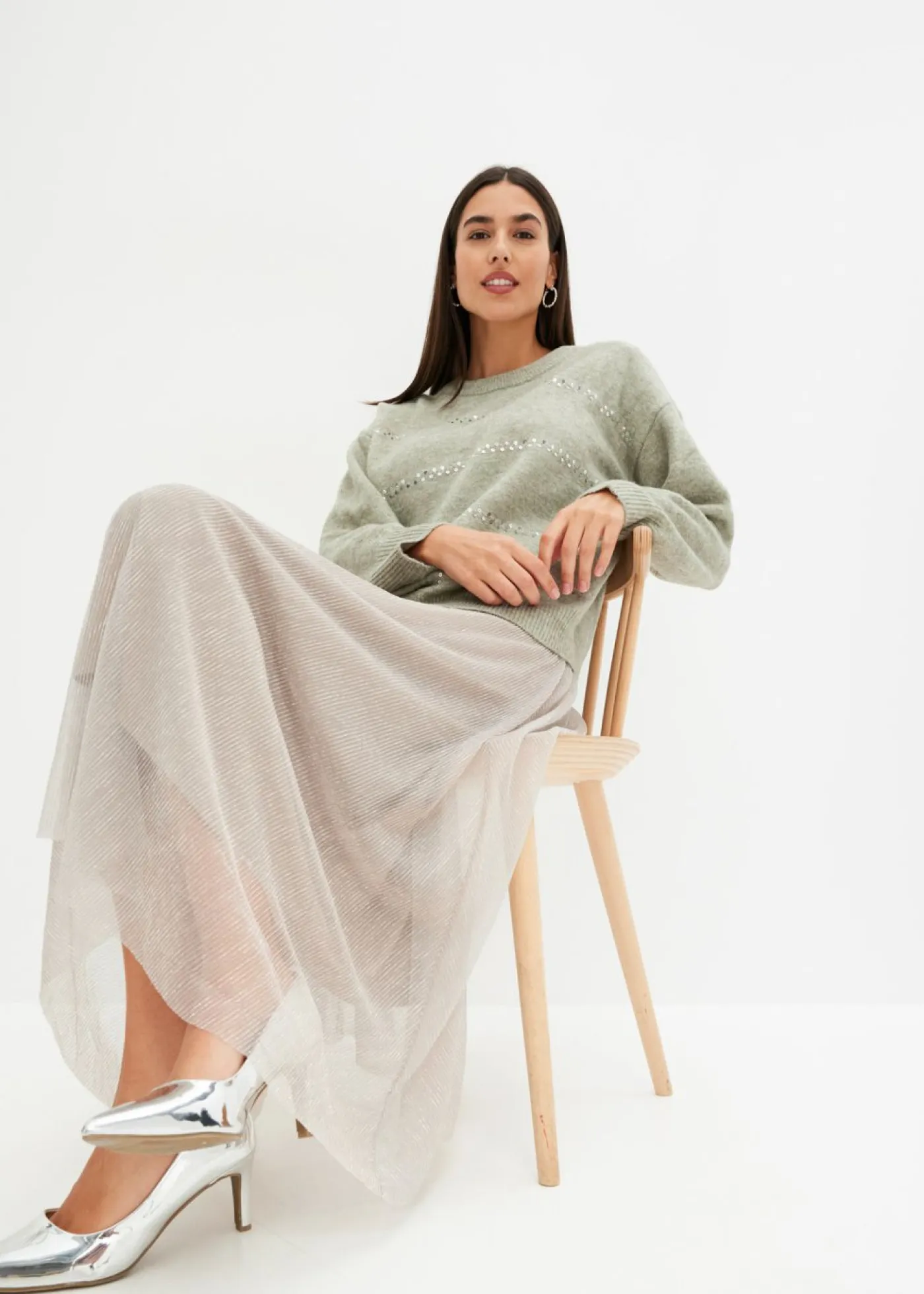 Mujer bonprix bonprix Jersey tipo boxy con lentejuelas