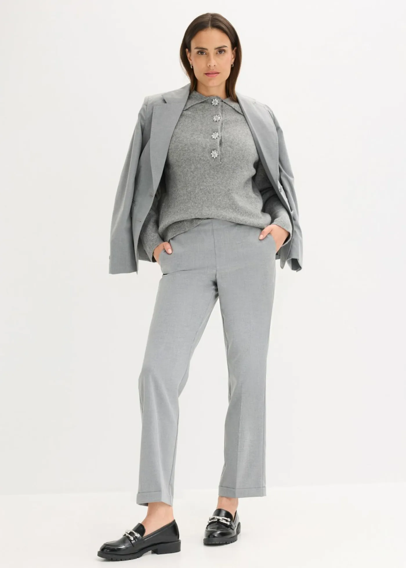 Mujer bonprix bonprix Jersey tipo polo con contenido de lana