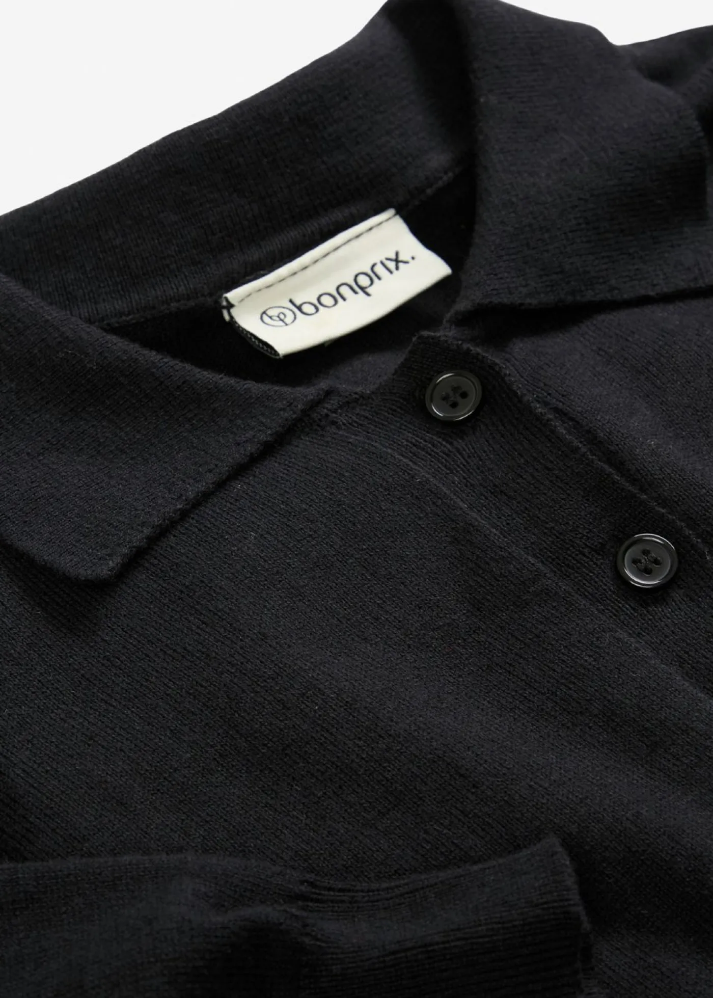 bonprix bonprix Premium|Jerséis>Jersey tipo polo con seda Negro