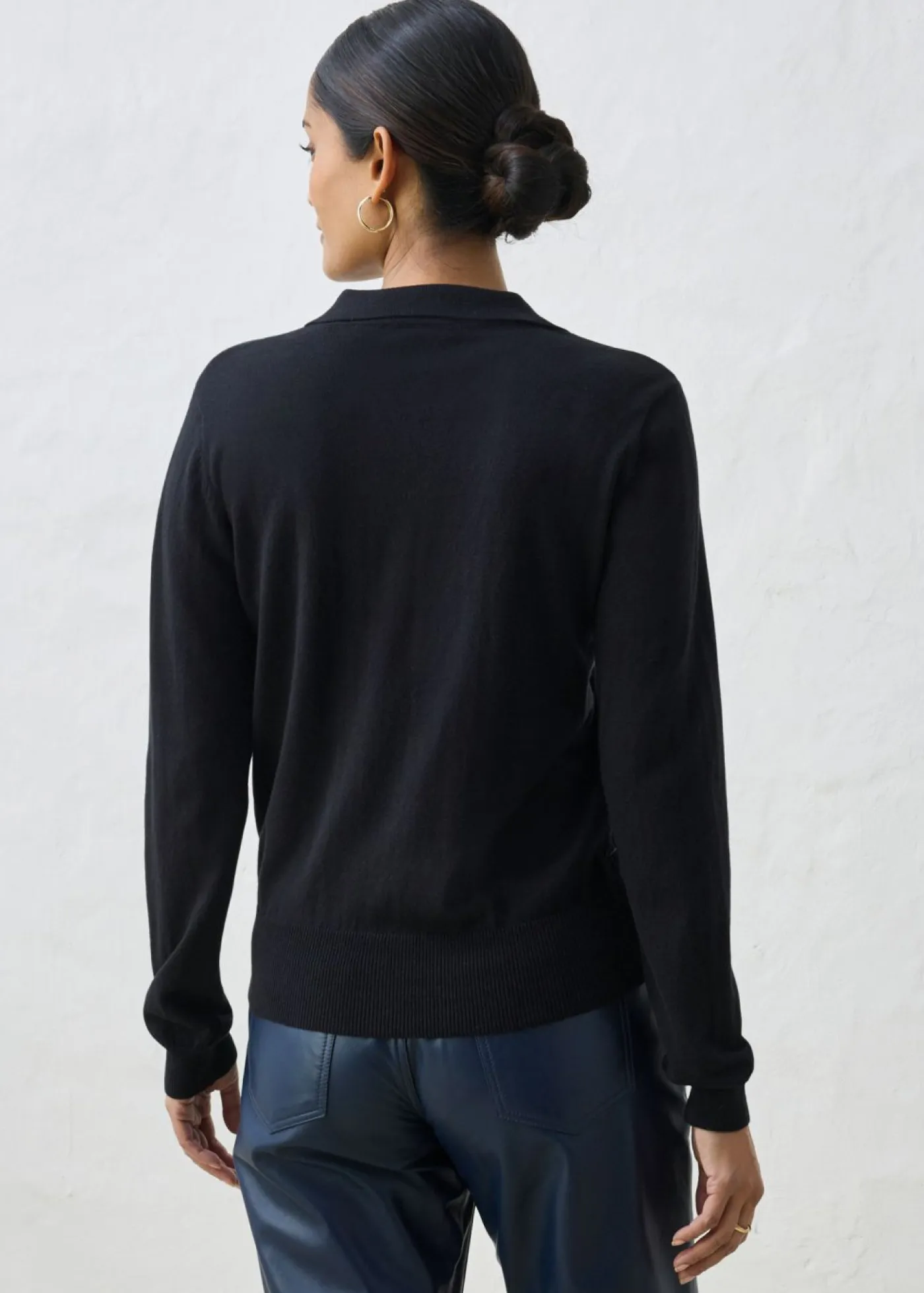 bonprix bonprix Premium|Jerséis>Jersey tipo polo con seda Negro