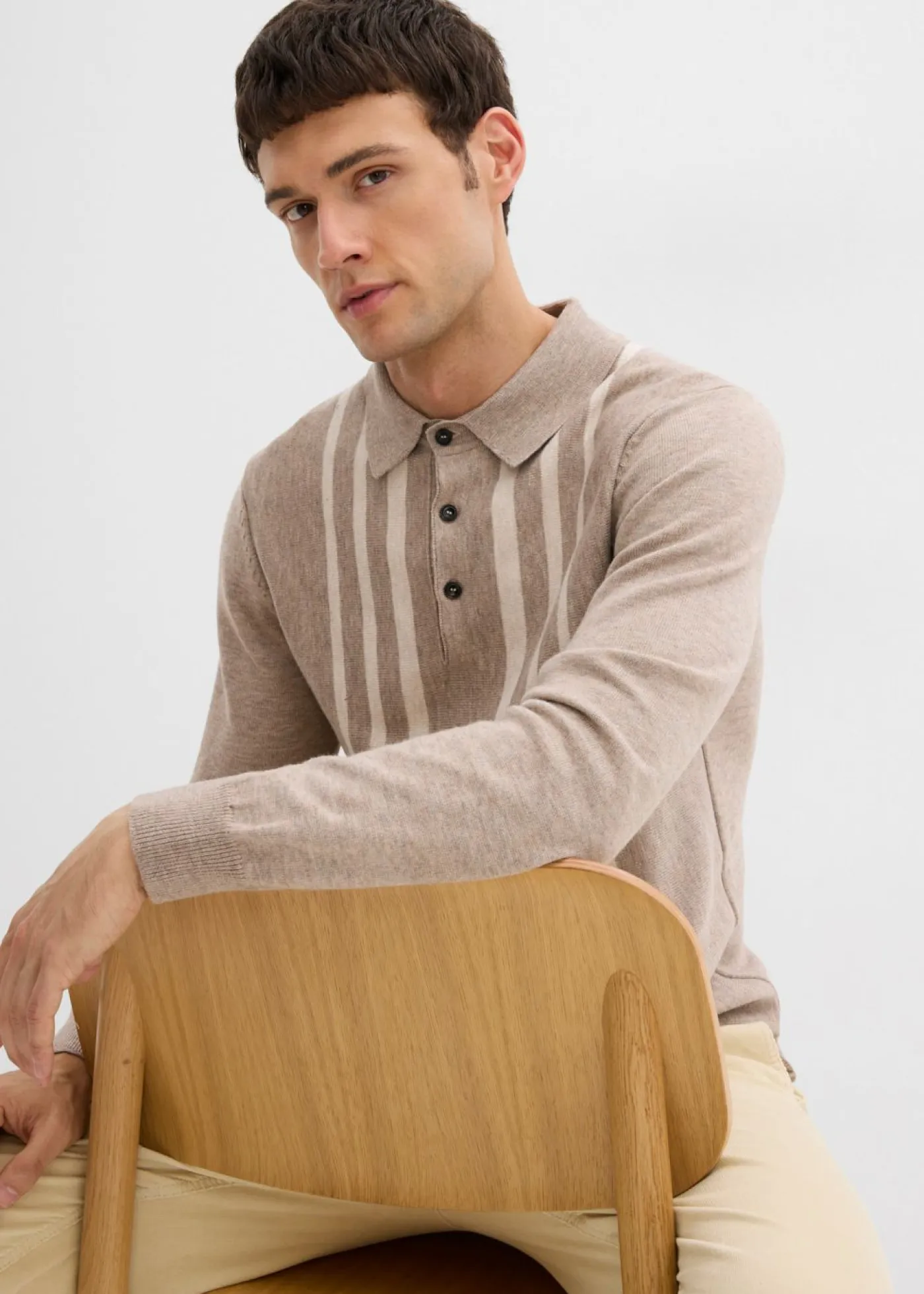 Hombre bonprix bonprix Jersey tipo polo de punto fino con corte ajustado