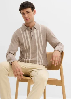 Hombre bonprix bonprix Jersey tipo polo de punto fino con corte ajustado