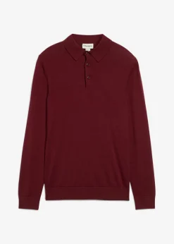 bonprix bonprix Básicos En Rebajas|Jerséis Y Cárdigans>Jersey tipo polo de punto fino con lana merina de calidad con corte ajustado mora oscuro