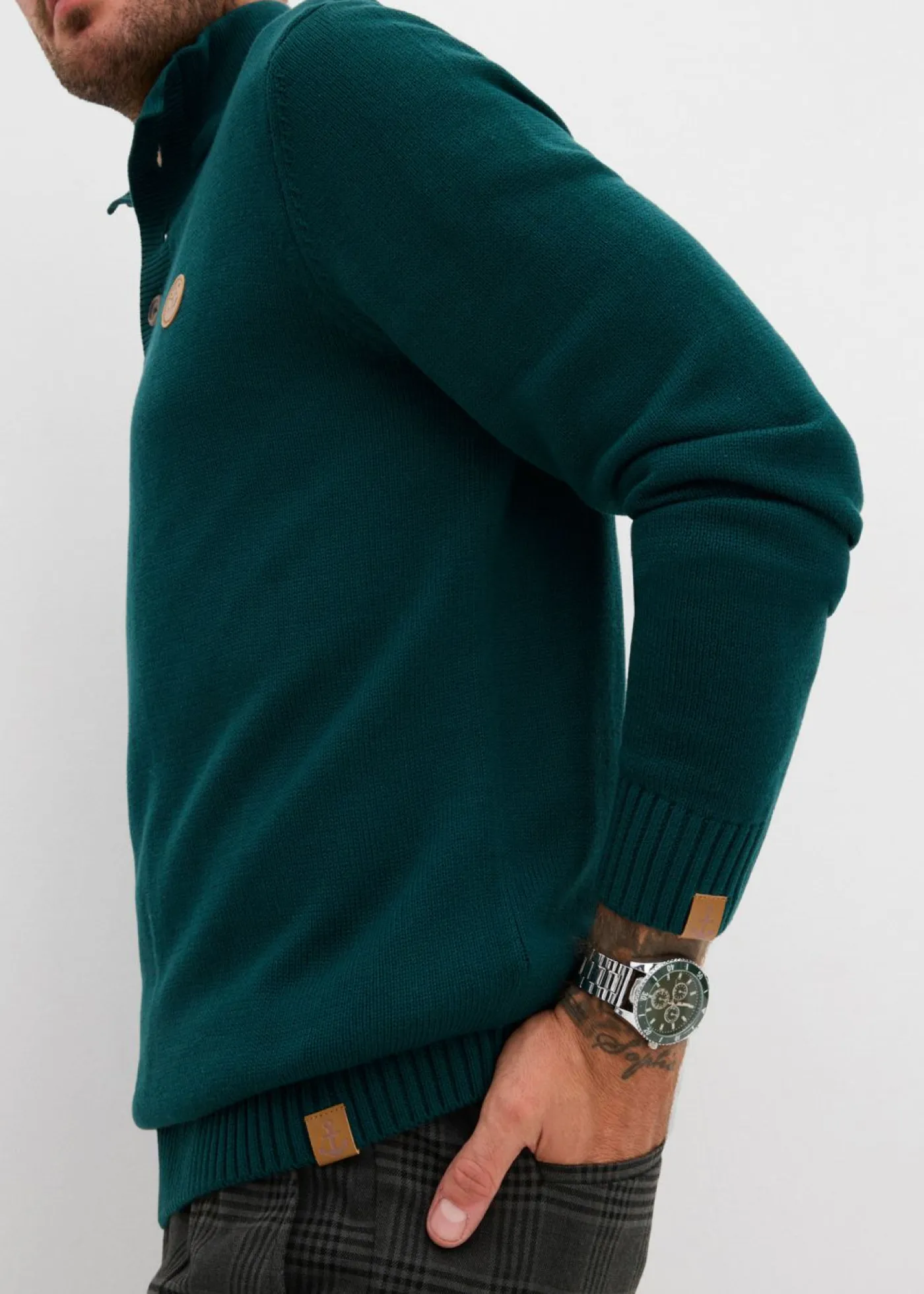 Hombre bonprix bonprix Jersey tipo troyer de algodón puro