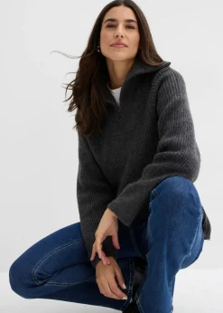 Mujer bonprix bonprix Jersey tipo troyer de canalé