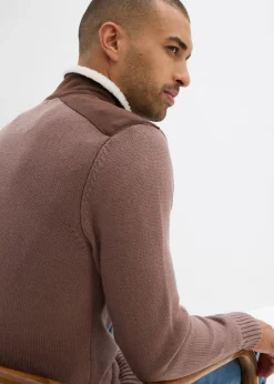 Hombre bonprix bonprix Jersey tipo troyer de punto grueso con ribete de malla