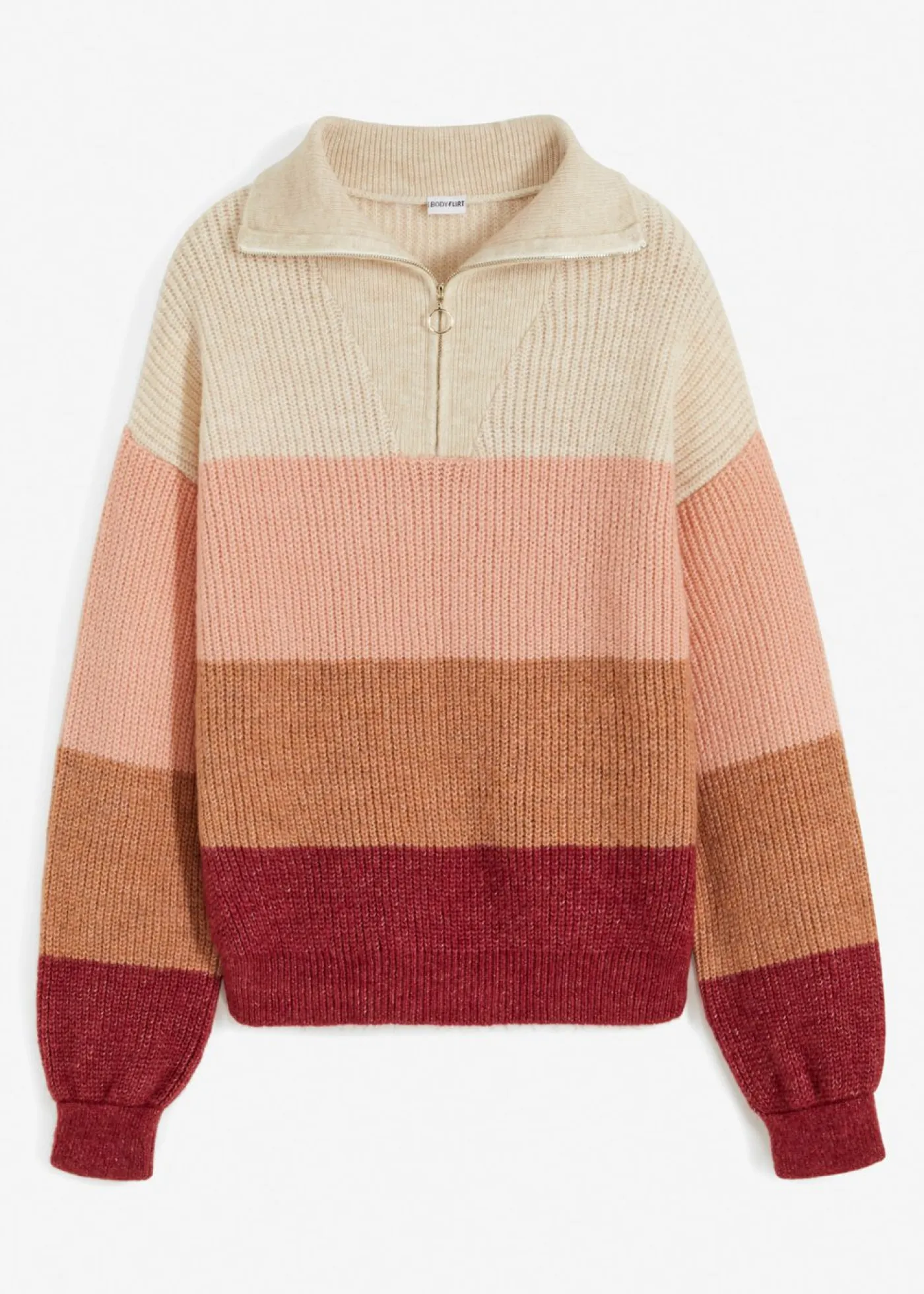 bonprix bonprix Jerséis>Jersey troyer Crema-rosa antiguo-burdeos con rayas horizontales