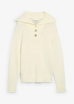 bonprix bonprix Jerséis>Jersey troyer con lana merina Blanco lana