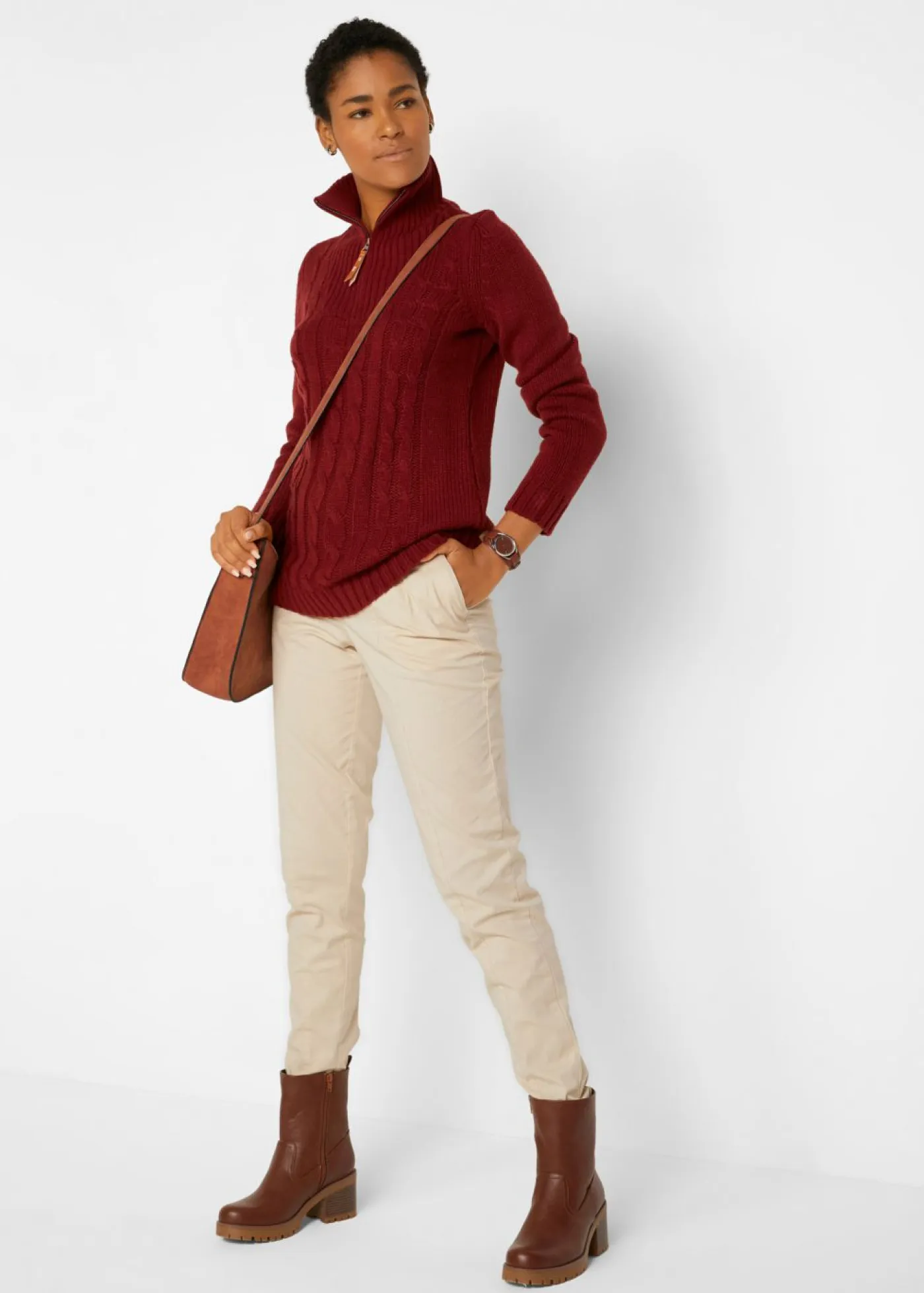 Mujer bonprix bonprix Jersey troyer con patrón trenzado