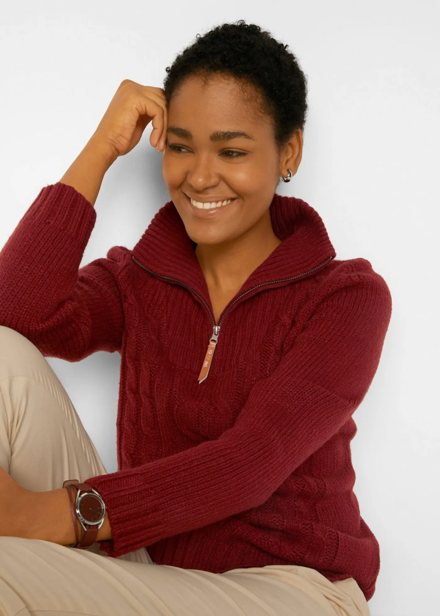 Mujer bonprix bonprix Jersey troyer con patrón trenzado