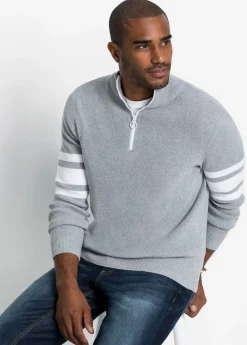 bonprix bonprix Jerséis Y Cárdigans>Jersey troyer de algodón reciclado Gris claro jaspeado-blanco