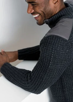 Hombre bonprix bonprix Jersey troyer de punto grueso con inserto de malla