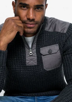 Hombre bonprix bonprix Jersey troyer de punto grueso con inserto de malla