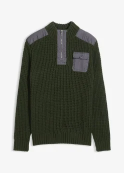 Hombre bonprix bonprix Jersey troyer de punto grueso con inserto de malla