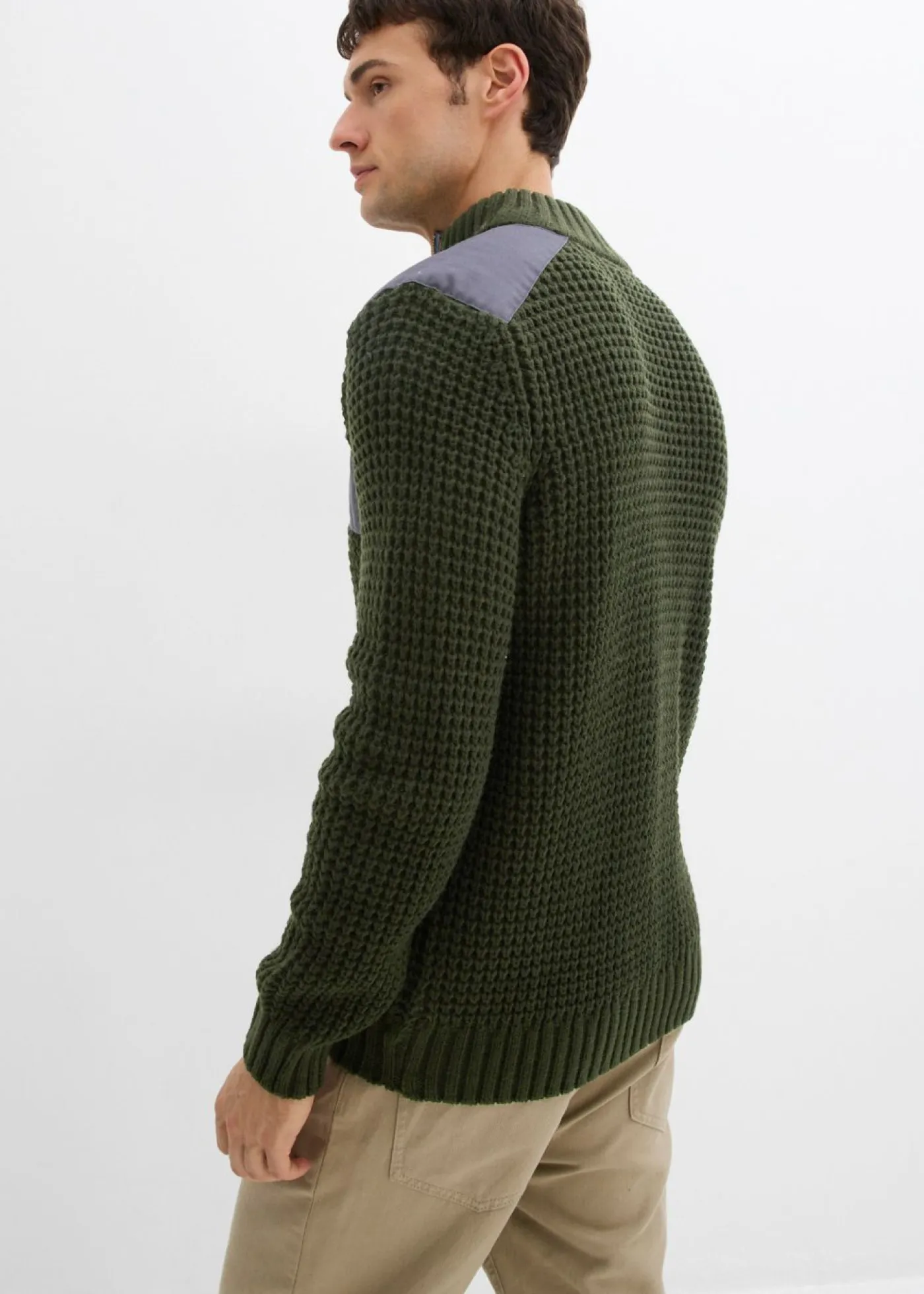 Hombre bonprix bonprix Jersey troyer de punto grueso con inserto de malla