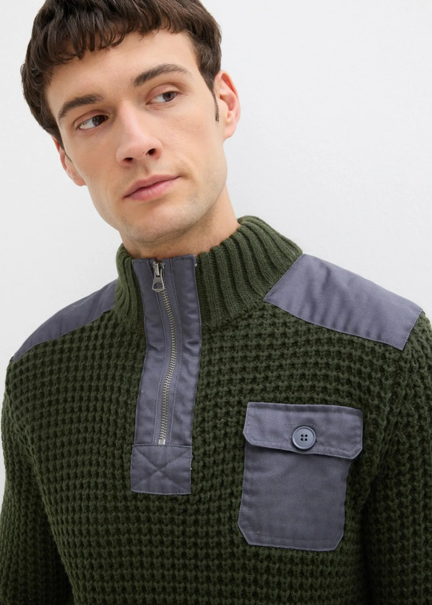 Hombre bonprix bonprix Jersey troyer de punto grueso con inserto de malla