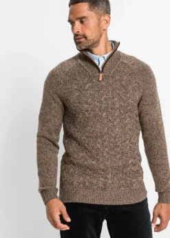 Hombre bonprix bonprix Jersey troyer de punto trenzado con contenido de lana