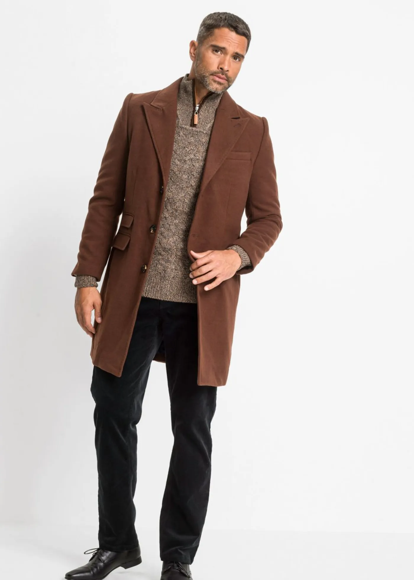 Hombre bonprix bonprix Jersey troyer de punto trenzado con contenido de lana