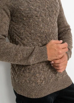 Hombre bonprix bonprix Jersey troyer de punto trenzado con contenido de lana