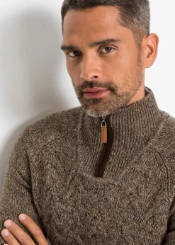Hombre bonprix bonprix Jersey troyer de punto trenzado con contenido de lana