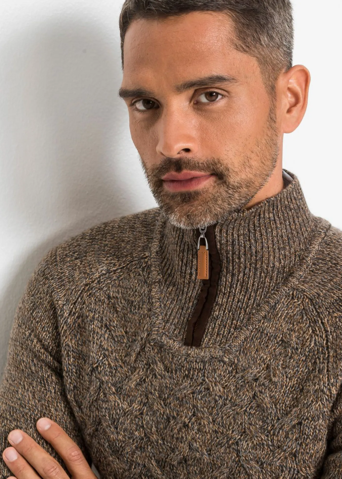 Hombre bonprix bonprix Jersey troyer de punto trenzado con contenido de lana